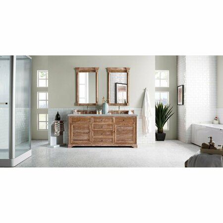 James Martin Vanities Savannah 72in Double Vanity, Driftwood w/ 3 CM Eternal Serena Quartz Top 238-104-5711-3ESR